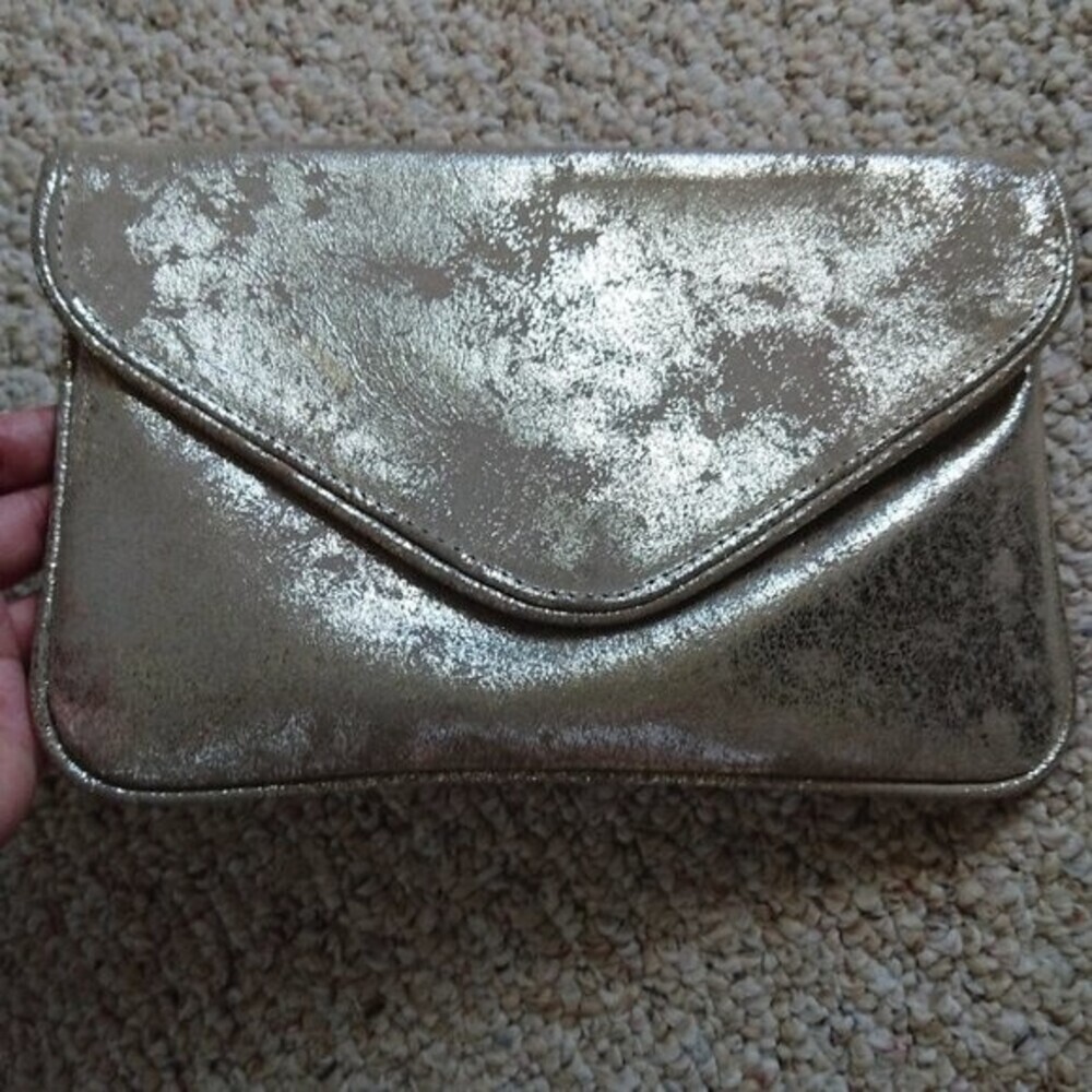 Cofi Genuine leather gold tone clutch